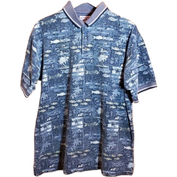 BOCA CLASSIC M GREY PATTERN SHORT SLEEVE POLO - Picture 1 of 4